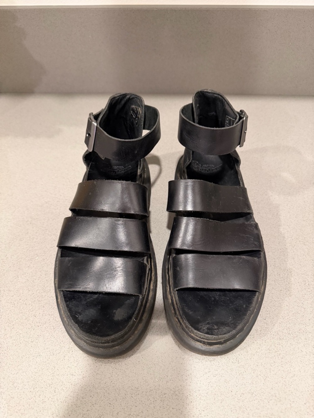 Dr. Martens Black Leather Gladiator Sandals